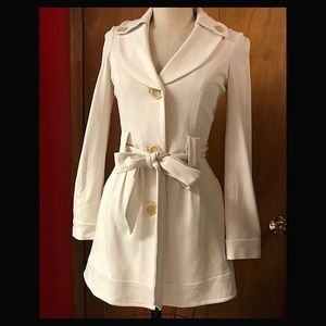 Cream Fine Knit Coat by Liquid lined Sz 2 34” B
